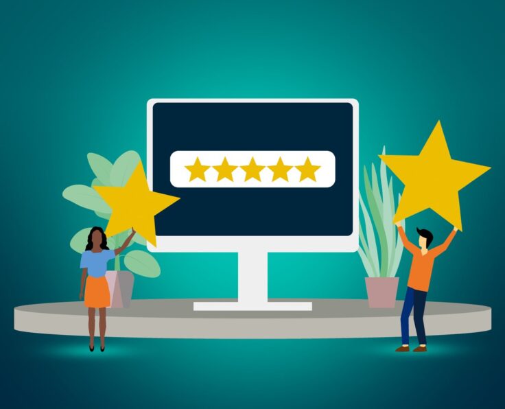 Five star customer review illustration for reputation management