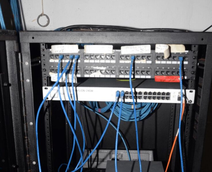 Server rack and network cabling representing server-side tracking infrastructure